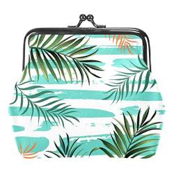 Floral Summer Palm Leaves Tropical Flowers Buckle Coin Purse Vintage Pouch Buckle Clutch Bag Kiss-Lock Change Purse Floral Clasp Closure Wallets for Women Girl, Mehrfarbig 02, Einheitsgröße, von QQIAEJIA