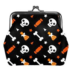 Halloween Hintergrund Schnalle Geldbörse Vintage Beutel Schnalle Clutch Tasche Kiss-Lock Wechselgeldbörse Floral Verschluss Geldbörsen für Frauen Mädchen, Multicolor 01, Einheitsgröße, von QQIAEJIA