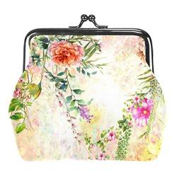 Kleine Schnalle Geldbörse Frühling Blumen Aquarell Malerei Beutel Kiss-Lock Verschluss Ändern Geldbörse Geldbörsen, Mehrfarbig 18, Einheitsgröße, Taschen-Organizer von QQIAEJIA