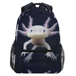 QQIAEJIA Kinder-Rucksäcke für Mädchen und Jungen, niedlicher Axolotl-Rucksack, 40,6 cm, leicht, für Schüler und Schulranzen, Schwarz, Siehe Abbildung, One size von QQIAEJIA