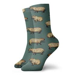 QQIAEJIA Kompressionssocken, Geschenk für Männer und Frauen, lustige Socken, Crew-Socken, Kleidersocken, Persönlichkeitssocken, Niedliches Capybara-Muster, One size von QQIAEJIA