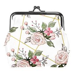 Rosa Aquarell Floral Rose Blume Hintergrund Münze Geldbörse Kiss Lock Ändern Geldbörse Vintage Schmuckbeutel, Mehrfarbig 06, Einheitsgröße, Taschen-Organizer von QQIAEJIA