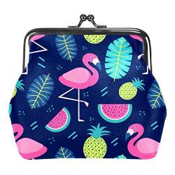 Sommer Flamingo Ananas Wassermelone Palm Münzbörse Vintage Pouch Schnalle Clutch Bag Kiss-Lock Wechselgeldbörse Verschluss Geldbörsen für Frauen Mädchen, Multicolor 08, Einheitsgröße, von QQIAEJIA