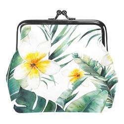 Sommer Plumeria Blumen Geldbörse Vintage Beutel Schnalle Clutch Tasche Kiss-Lock Wechselgeldbörse Verschluss Geldbörsen für Frauen Mädchen, Mehrfarbig 02, Einheitsgröße, Taschen-Organizer von QQIAEJIA