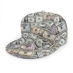 Unisex Baseball Cap Dollars Money Cash Pattern Adults Printed Caps Hats Adjustable Straight Brim Hat Black von QQIAEJIA