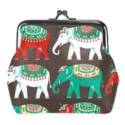 Wild Animal Elephant Sunset Buckle Coin Purse Vintage Pouch Buckle Clutch Bag Kiss-Lock Change Purse Floral Clasp Closure Wallets for Women Girl, Mehrfarbig 20, Einheitsgröße, Taschen-Organizer von QQIAEJIA