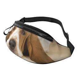 Basset Hound Bauchtasche für Herren und Damen, verstellbarer Gürtel, lässige Brusttasche, Bauchtaschen für Reisen, Sport, Laufen, Wandern, Hüfttaschen, Schwarz , Einheitsgröße von QQLADY