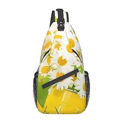 Bauchtasche für Damen und Herren, mit Blumenmuster, Gänseblümchen, verstellbarer Gürtel, lässige Brusttasche, Bauchtaschen für Reisen, Sport, Laufen, Wandern, Hüfttaschen, Schwarz , Einheitsgröße von QQLADY