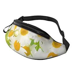 Bauchtasche für Damen und Herren, mit Gänseblümchen-Motiv, verstellbarer Gürtel, legere Brusttasche, Bauchtaschen für Reisen, Sport, Laufen, Wandern, Hüfttaschen, Schwarz , Einheitsgröße von QQLADY