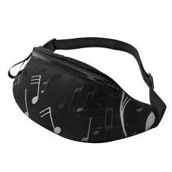 Bauchtasche mit Musiknoten, Schwarz / Weiß, für Damen und Herren, verstellbarer Gürtel, lässige Brusttasche, Bauchtaschen für Reisen, Sport, Laufen, Wandern, Hüfttaschen, Schwarz , Einheitsgröße von QQLADY