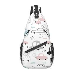 Cartoons Autos Gürteltasche für Männer und Frauen, verstellbarer Gürtel, lässige Brusttasche, Bauchtaschen für Reisen, Sport, Laufen, Wandern, Hüfttaschen, Schwarz, Einheitsgröße von QQLADY