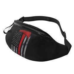 Feuerwehraxt rote Linie Flagge Bauchtasche für Mann Frauen Hüfttasche verstellbarer Gürtel lässige Brusttasche Bauchtaschen für Reisen Sport Laufen Wandern Hüfttaschen, Schwarz , Einheitsgröße von QQLADY