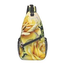 Gelbe Rose Bauchtasche für Mann Frauen Hüfttasche Verstellbarer Gürtel Lässige Brusttasche Bauchtaschen für Reisen Sport Laufen Wandern Hüfttaschen, Schwarz , Einheitsgröße von QQLADY