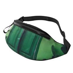 Grüne Pflanze Fanny Pack für Mann Frauen Hüfttasche Verstellbarer Gürtel Casual Brusttasche Bauchtaschen für Reisen Sport Laufen Wandern Hüfttaschen, Schwarz , Einheitsgröße von QQLADY