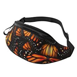 Heaps of Orange Monarch Butterflies Fanny Pack for Man Women Waist Bag Adjustable Belt Casual Chest Bag Bum Bags for Travel Sports Running Hiking Waist Packs, Schwarz , Einheitsgröße von QQLADY