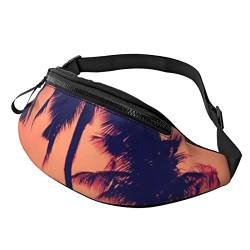 Kokosnuss-Palme, Sommer, Sonnenuntergang, Gürteltasche, verstellbarer Gürtel, lässige Brusttasche, Bauchtaschen für Reisen, Sport, Laufen, Wandern, Hüfttaschen, Schwarz, Einheitsgröße von QQLADY