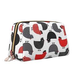 Kreative Cartoon Huhn Leder Make-up Tasche Große Kapazität Reise Kosmetiktaschen Öffnung Make-up Tasche Tragbare Wasserdichte Kulturtasche für Frauen Mädchen Kosmetik Organizer, weiß, Einheitsgröße von QQLADY