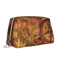 Law of the Compass Navigation Leder Make-up Tasche Große Kapazität Reise Kosmetiktaschen Öffnung Make-up Tasche Tragbare Wasserdichte Kulturtasche für Frauen Mädchen Kosmetik Organizer, weiß, von QQLADY