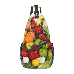 Obst und Gemüse Herz Bauchtasche für Mann Frauen Hüfttasche Verstellbarer Gürtel Casual Brusttasche Bauchtaschen für Reisen Sport Laufen Wandern Hüfttaschen, Schwarz , Einheitsgröße von QQLADY