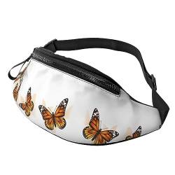 Orange Schmetterling Bauchtasche für Mann Frauen Hüfttasche Verstellbarer Gürtel Lässige Brusttasche Bauchtaschen für Reisen Sport Laufen Wandern Hüfttaschen, Schwarz , Einheitsgröße von QQLADY