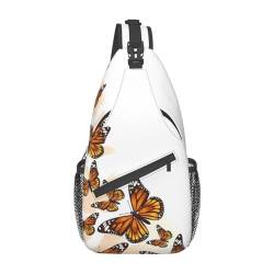 Orange Schmetterling Bauchtasche für Mann Frauen Hüfttasche Verstellbarer Gürtel Lässige Brusttasche Bauchtaschen für Reisen Sport Laufen Wandern Hüfttaschen, Schwarz , Einheitsgröße von QQLADY