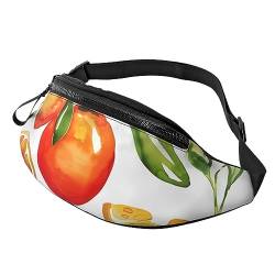 Orange Zitrus Bauchtasche für Mann Frauen Hüfttasche Verstellbarer Gürtel Lässige Brusttasche Bauchtaschen für Reisen Sport Laufen Wandern Hüfttaschen, Schwarz , Einheitsgröße von QQLADY