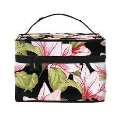 QQLADY Beauty Make-up-Tasche mit Blumenmuster, groß, Reise-Make-up-Tasche, Organizer, Kosmetiktaschen für Damen, waschbar, Make-up-Tasche, Make-up-Organizer, Kulturbeutel für Mädchen, Schwarz, von QQLADY