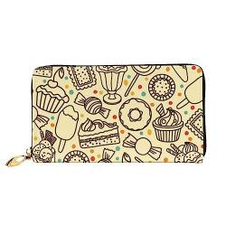 QQLADY Candies and Sweets Damen Leder Geldbörse Lange Reißverschluss um Geldbörse Clutch Geldbörse für Damen Mädchen Handy Geldbörse, Schwarz , Einheitsgröße, Klassisch von QQLADY