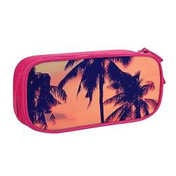 QQLADY Coconut Palm Tree Summer Sunset Large Pencil Case Pencil Pouch with Zipper Compartments Pen Bag Aesthetic Pencil Case for Adults Pencil Bag Pen Case for Office, rose, Einheitsgröße, von QQLADY