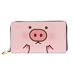 QQLADY Cute Pig Damen-Geldbörse aus Leder, langer Reißverschluss, Clutch, Geldbörse für Damen und Mädchen, Handy-Geldbörse, Schwarz, Einheitsgröße, Classic von QQLADY