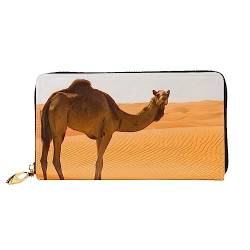 QQLADY Desert Sand Camel Damen Leder Geldbörse Lange Reißverschluss um Geldbörse Clutch Geldbörse für Damen Mädchen Handy Geldbörse, Schwarz , Einheitsgröße, Klassisch von QQLADY