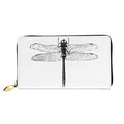 QQLADY Dragonfly Damen Leder Geldbörse Lange Reißverschluss Um Geldbörse Clutch Geldbörse für Damen Mädchen Handy Geldbörse, Schwarz, Einheitsgröße, Classic von QQLADY