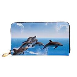 QQLADY Einzigartige 3D Tier Delphin Damen Leder Geldbörse Lange Reißverschluss um Geldbörse Clutch Brieftasche für Damen Mädchen Handy Geldbörse, Schwarz , Einheitsgröße, Klassisch von QQLADY