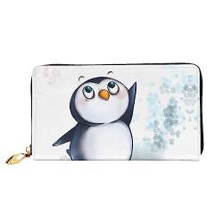 QQLADY I Love Penguins Damen Leder Geldbörse Langer Reißverschluss um Geldbörse Clutch Geldbörse für Damen Mädchen Handy Geldbörse, Schwarz , Einheitsgröße, Klassisch von QQLADY