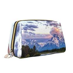 QQLADY Landschaft Nationalpark Leder Make-up Tasche Große Kapazität Reise Kosmetiktaschen Öffnung Make-up Tasche Tragbare Wasserdichte Kulturtasche für Frauen Mädchen Kosmetik Organizer, von QQLADY