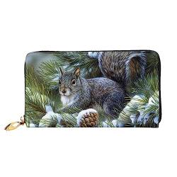 QQLADY Little Squirrel Damen Leder Geldbörse Langer Reißverschluss um Geldbörse Clutch Geldbörse für Damen Mädchen Handy Geldbörse, Schwarz , Einheitsgröße, Klassisch von QQLADY