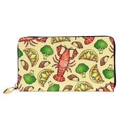 QQLADY Lobster and Lemon Damen Leder Geldbörse Langer Reißverschluss um Geldbörse Clutch Geldbörse für Damen Mädchen Handy Geldbörse, Schwarz , Einheitsgröße, Klassisch von QQLADY