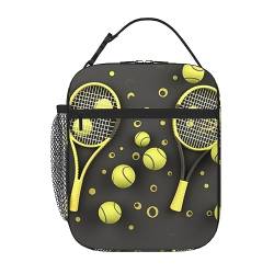 QQLADY Lustige Tennisschläger und Tennisbälle, isolierte Lunchtasche für Damen und Herren, wiederverwendbare Lunchbox, auslaufsicher, Kühltasche für Büroarbeit von QQLADY