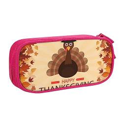 QQLADY Maple Leaf Dark Brown Turkey Large Pencil Case Pencil Pouch with Zipper Compartments Pen Bag Aesthetic Pencil Case for Adults Pencil Bag Pen Case for Office, rose, Einheitsgröße, Federmäppchen von QQLADY