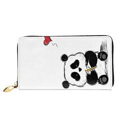 QQLADY Niedliche Panda Damen Leder Geldbörse Lange Reißverschluss Um Geldbörse Clutch Geldbörse für Damen Mädchen Handy Geldbörse, Schwarz, Einheitsgröße, Classic von QQLADY