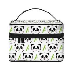 QQLADY Niedlicher Panda-Bambus-Make-up-Tasche, große Reise-Make-up-Tasche, Organizer, Kosmetiktaschen für Frauen, waschbare Make-up-Tasche, Make-up-Organizer, Kulturbeutel für Mädchen, schwarz, von QQLADY