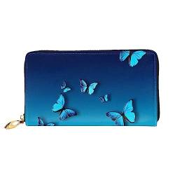 QQLADY Schöne blaue Schmetterling Frauen Leder Geldbörse Lange Reißverschluss um Geldbörse Kupplung Brieftasche für Damen Mädchen Telefon Geldbörse, Schwarz , Einheitsgröße, Klassisch von QQLADY