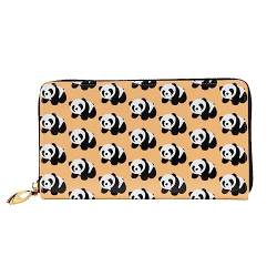 QQLADY Süße Panda Damen Leder Geldbörse Lange Reißverschluss um Geldbörse Clutch Brieftasche für Damen Mädchen Handy Geldbörse, Schwarz , Einheitsgröße, Klassisch von QQLADY