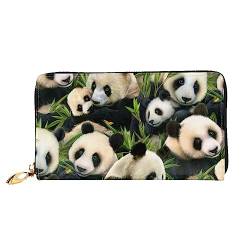 QQLADY Süße Panda Damen Leder Geldbörse Lange Reißverschluss um Geldbörse Clutch Brieftasche für Damen Mädchen Handy Geldbörse, Schwarz , Einheitsgröße, Klassisch von QQLADY