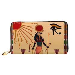 QQLADY Sun Old Egyptian Timeless Grace Damen Leder Geldbörse Lange Reißverschluss Um Geldbörse Clutch Geldbörse für Damen Mädchen Handy Geldbörse, Schwarz , Einheitsgröße, Klassisch von QQLADY