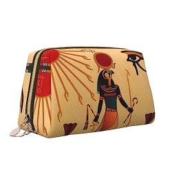 QQLADY Sun Old Egyptian Timeless Grace Leather Makeup Bag Large Capacity Travel Cosmetic Bags Opening Make up Bag Portable Waterproof Toiletry Bag for Women Girls Cosmetic Organizer, weiß, von QQLADY