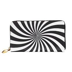 QQLADY Weiß Schwarz Swirl Design Damen Leder Geldbörse Lange Reißverschluss um Geldbörse Clutch Brieftasche für Damen Mädchen Handy Geldbörse, Schwarz , Einheitsgröße, Klassisch von QQLADY