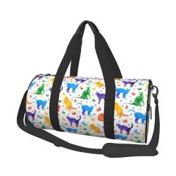 Reisetasche mit Schmetterlingen, gepunktet und Katze, Sporttasche für Damen und Herren, Schultersport, Reisen, Reisetasche, Weekender, Workout-Tasche für Training, Yoga, Radfahren, Schwimmen, Camping, von QQLADY