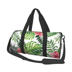 Reisetasche mit tropischen Blättern, Sporttasche, Sporttasche für Damen und Herren, Schulter-Sport, Reisetasche, Weekender, Workout-Tasche für Training, Yoga, Radfahren, Schwimmen, Camping, Schwarz , von QQLADY