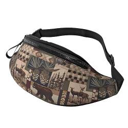 Rustikale Lodge Bär Elch Bauchtasche für Mann Frauen Hüfttasche Verstellbarer Gürtel Lässige Brusttasche Bauchtaschen für Reisen Sport Laufen Wandern Hüfttaschen, Schwarz , Einheitsgröße von QQLADY